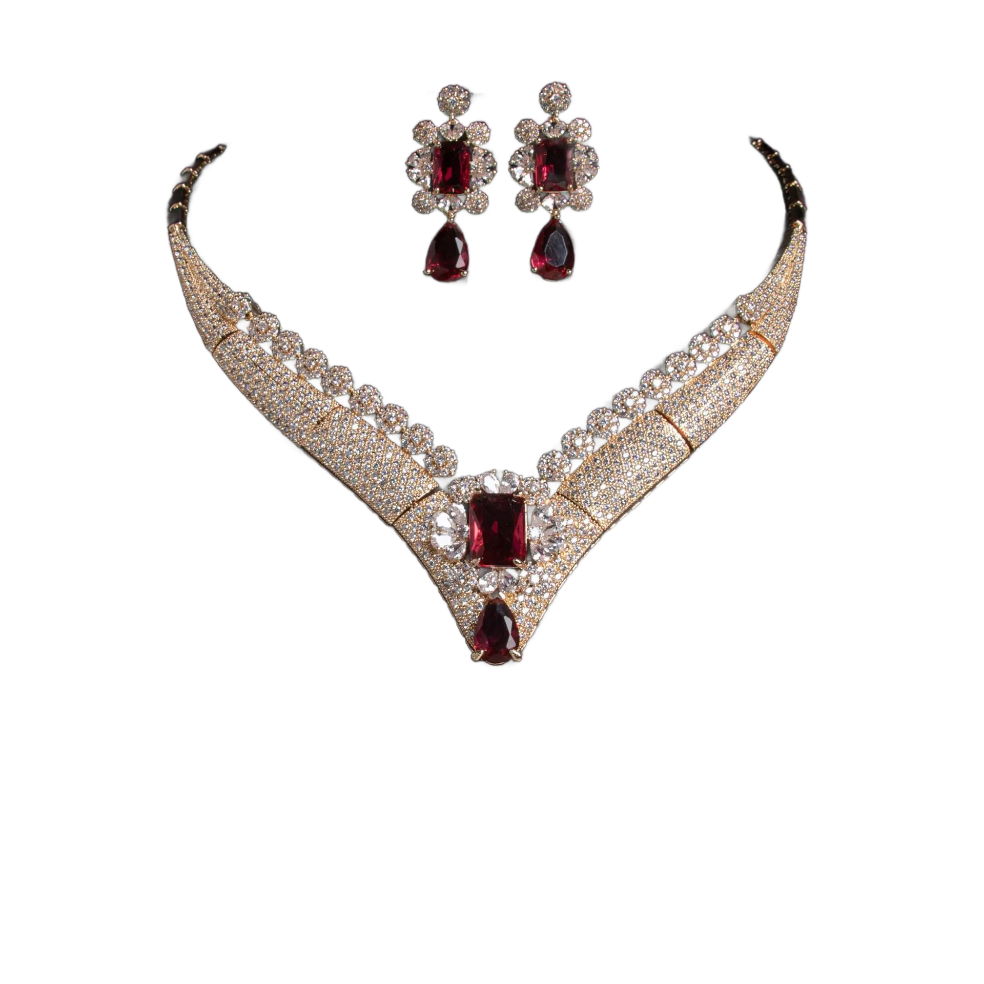 Vintage-Inspired Gem Jewelry Set | Cushion Cut Zircon Necklace + Earrings