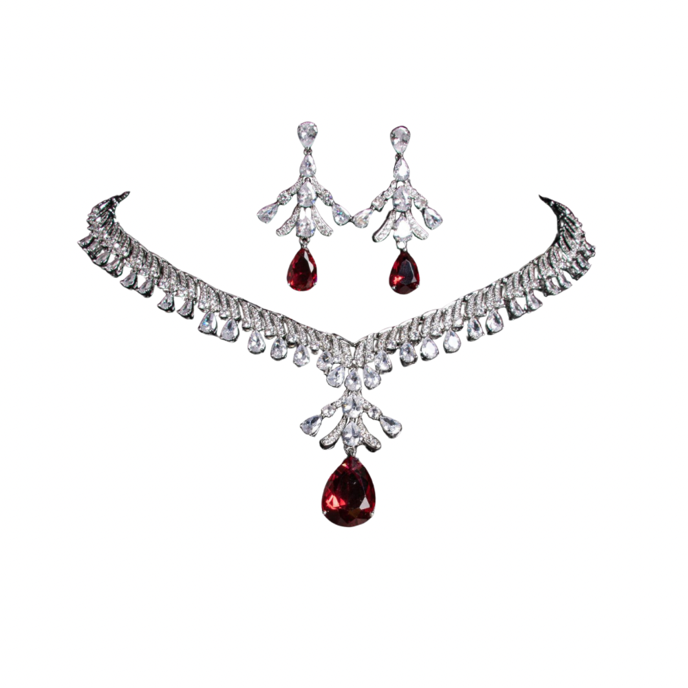 Cross-Border Bridal Zircon Necklace Earrings Jewelry Suit Banquet Dress