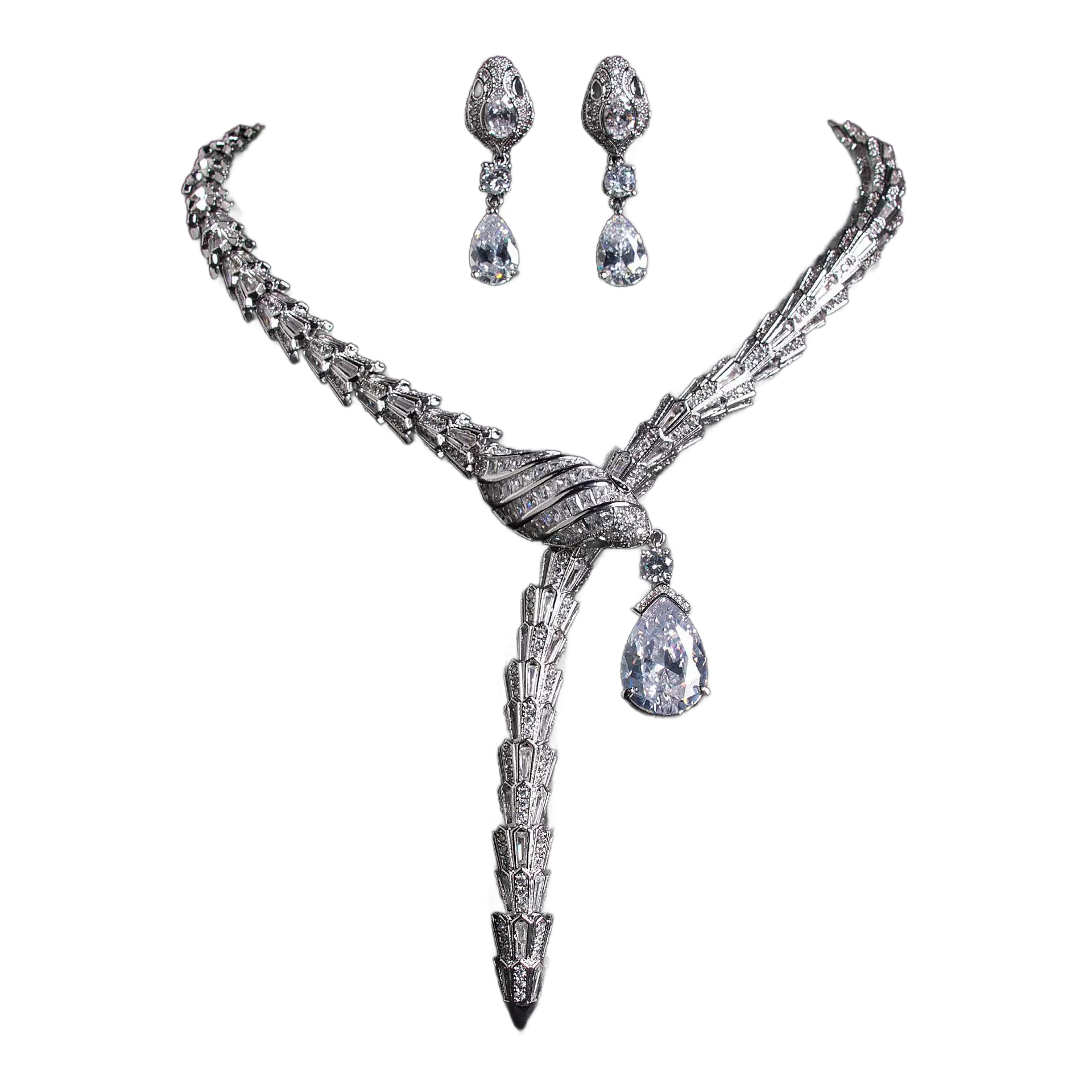 Serpent Statement Jewelry Set | Snake Necklace & Matching Earrings for Women