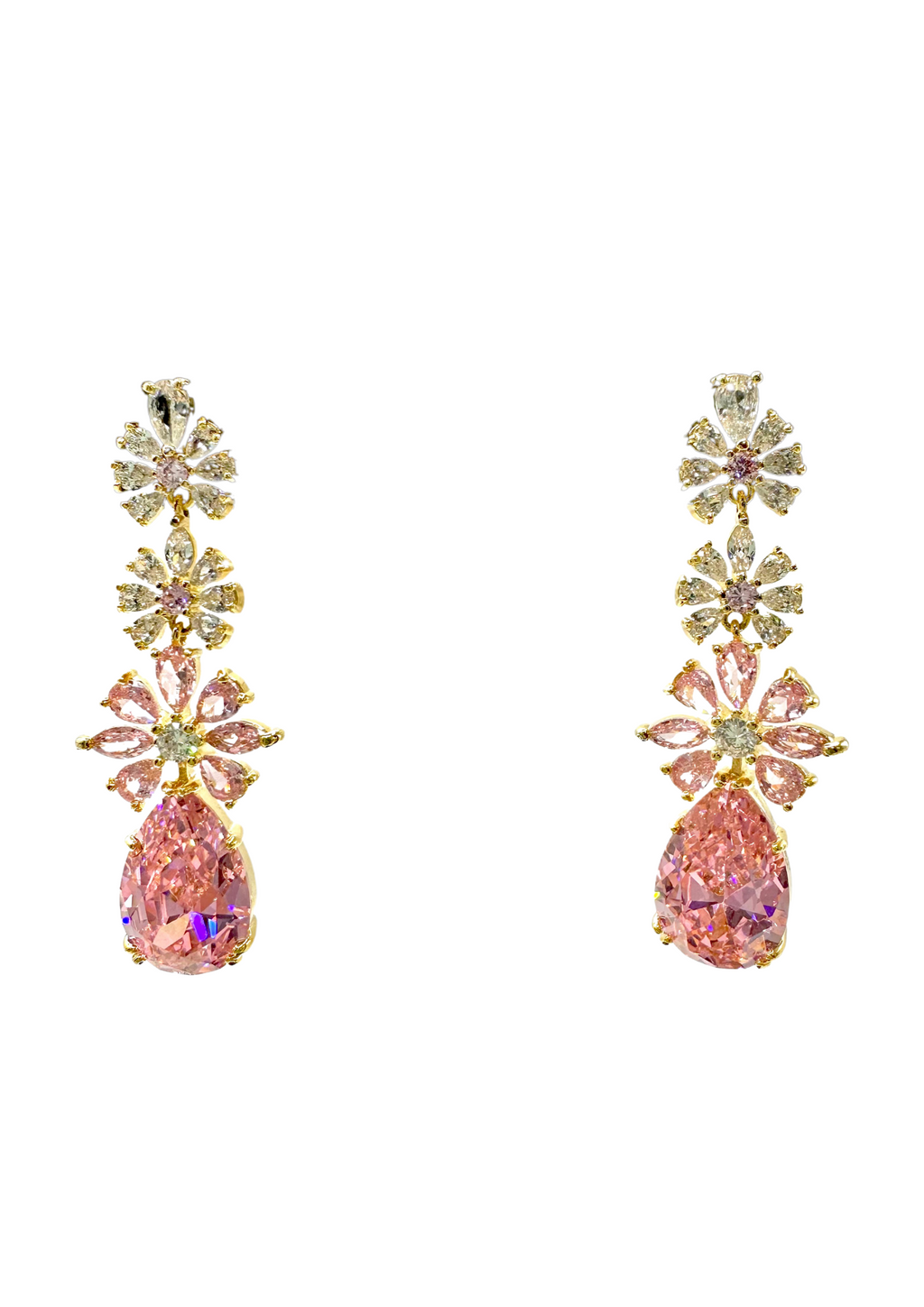 Rosé Bloom Petal Drop Earrings