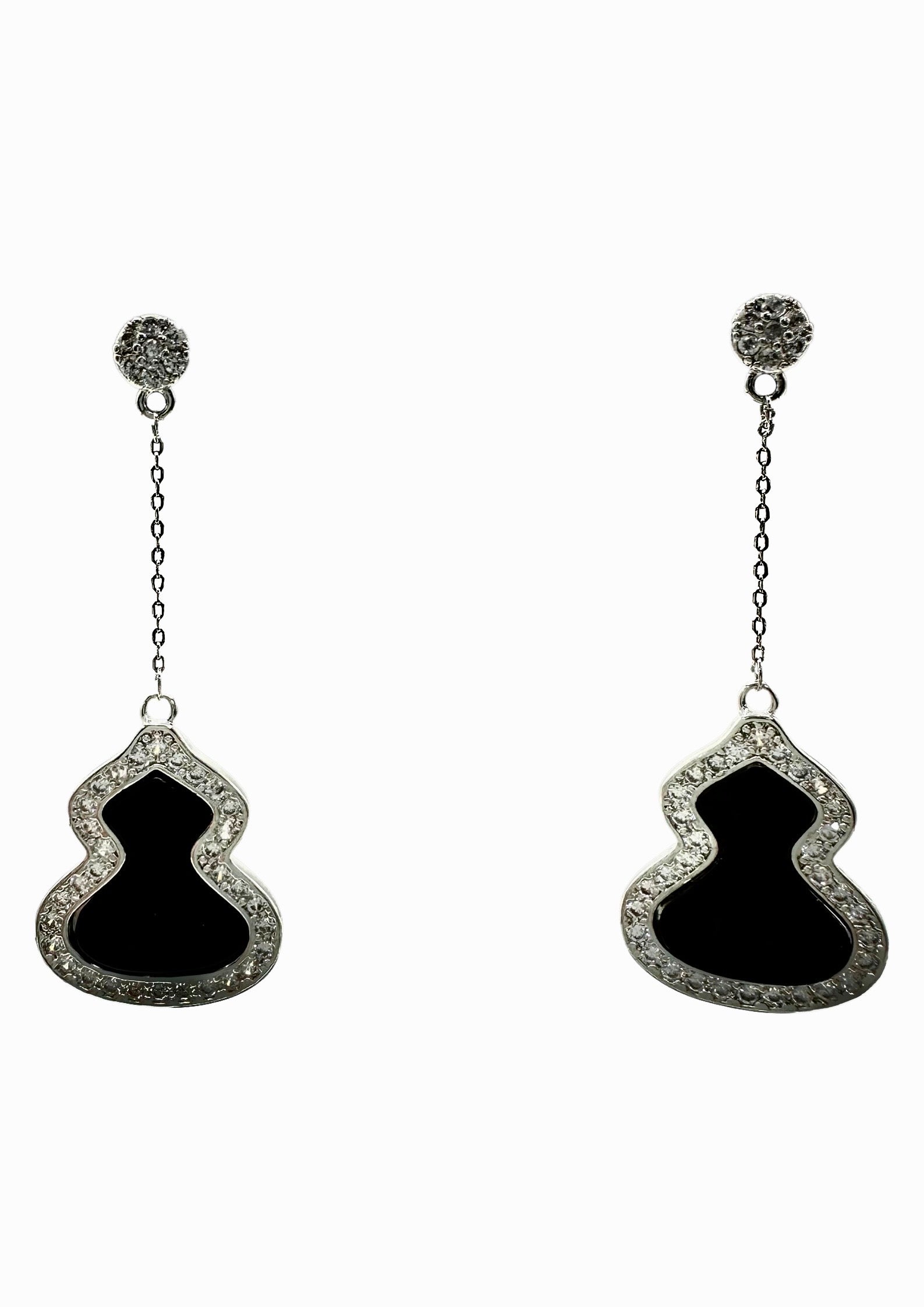 Black Gourd – Inlaid Pendant Necklace with Dark Enamel Finish