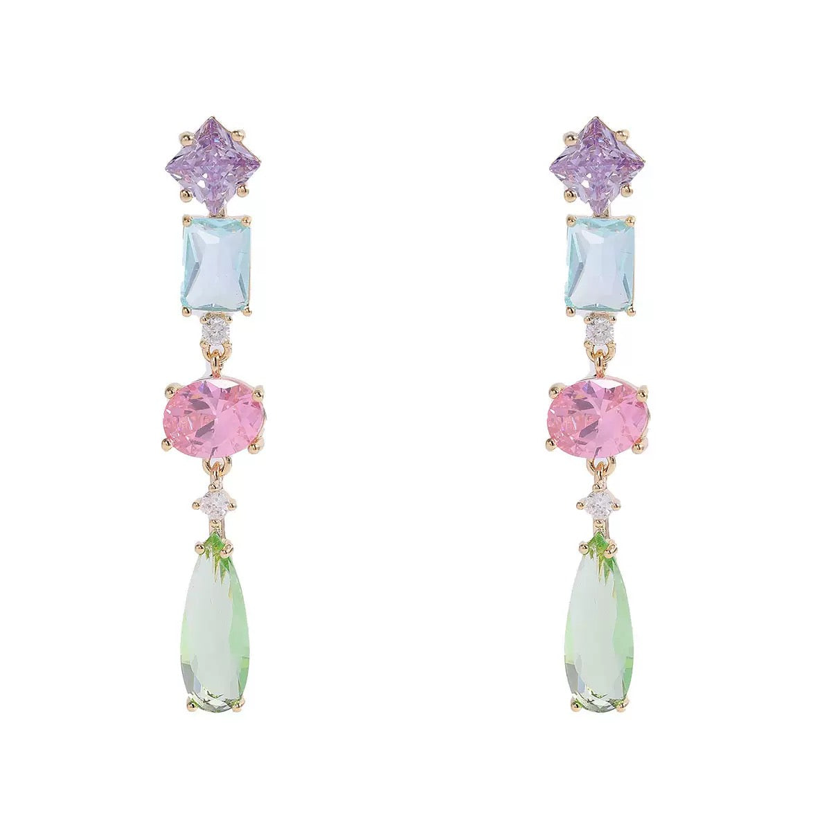 High-Quality Colorful Zircon Stud Earrings