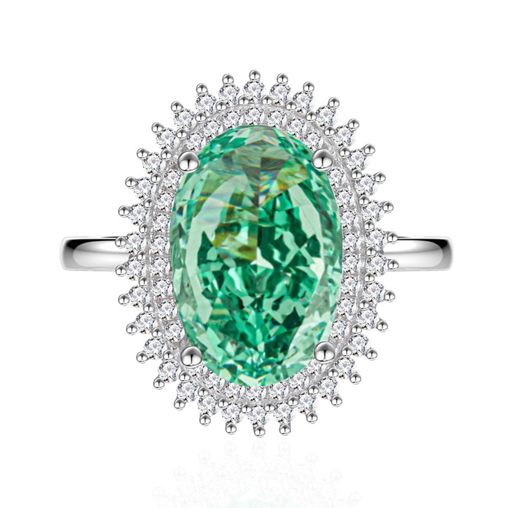 Emerald Frost – Ice Flower Cut Green Stone Ring