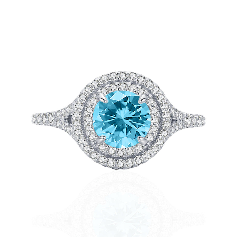 Round shape encrusted with diamonds Sterling Silver Ring