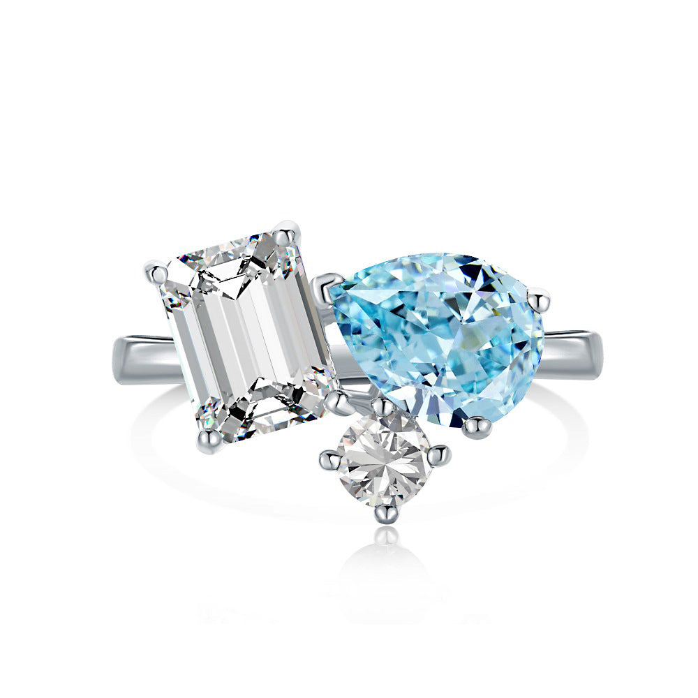 Block Irregular intricate Sparkle Silver Ring