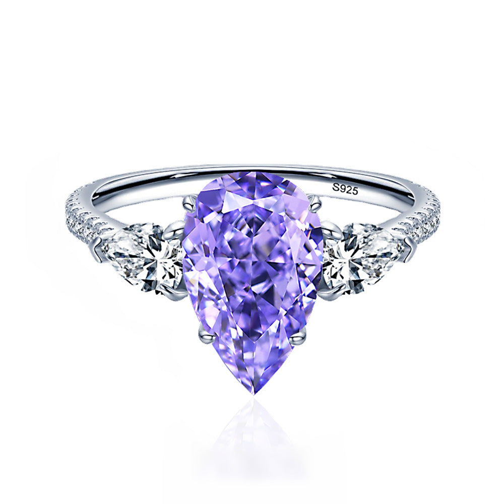 Radiant Cut High Carbon Diamond Ring