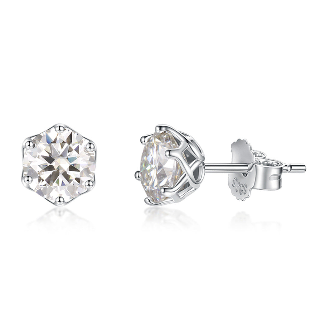 Minimalist Moissanite Stud Earrings – D Color Sparkle, 925 Sterling Silver