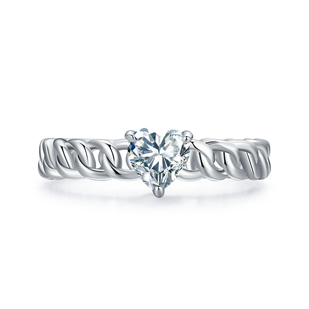 Love Heart Shape S925 Sterling Silver Ring