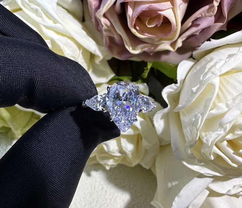 Radiant Cut High Carbon Diamond Ring