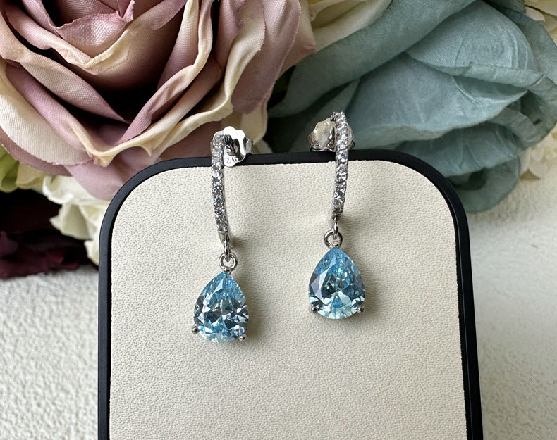 Water Drop Earrings Pure Silver Ear Studs