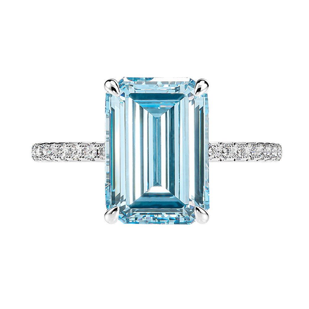 Rectangular High Carbon Diamond Light Luxury Ring