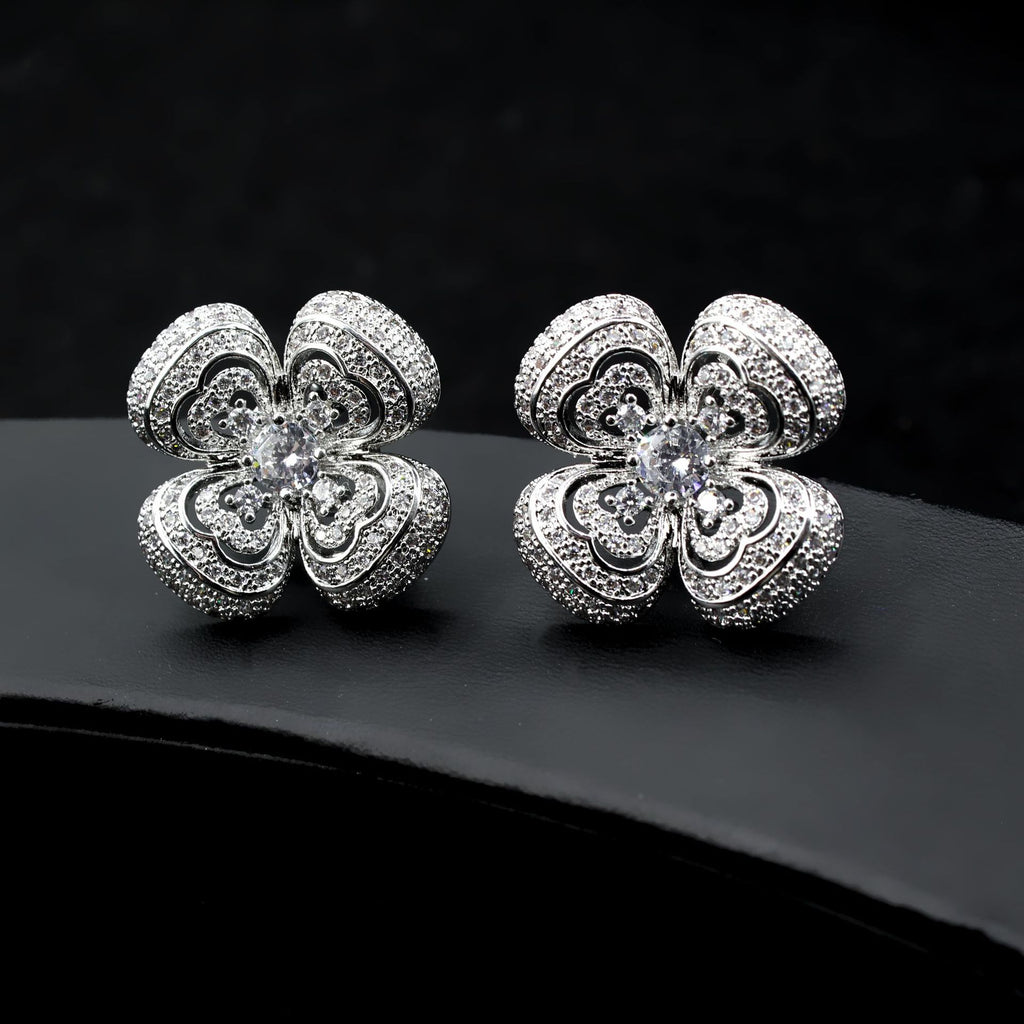 Retro Floral Zircon Earrings for Women Summer High-end Retro Earrings