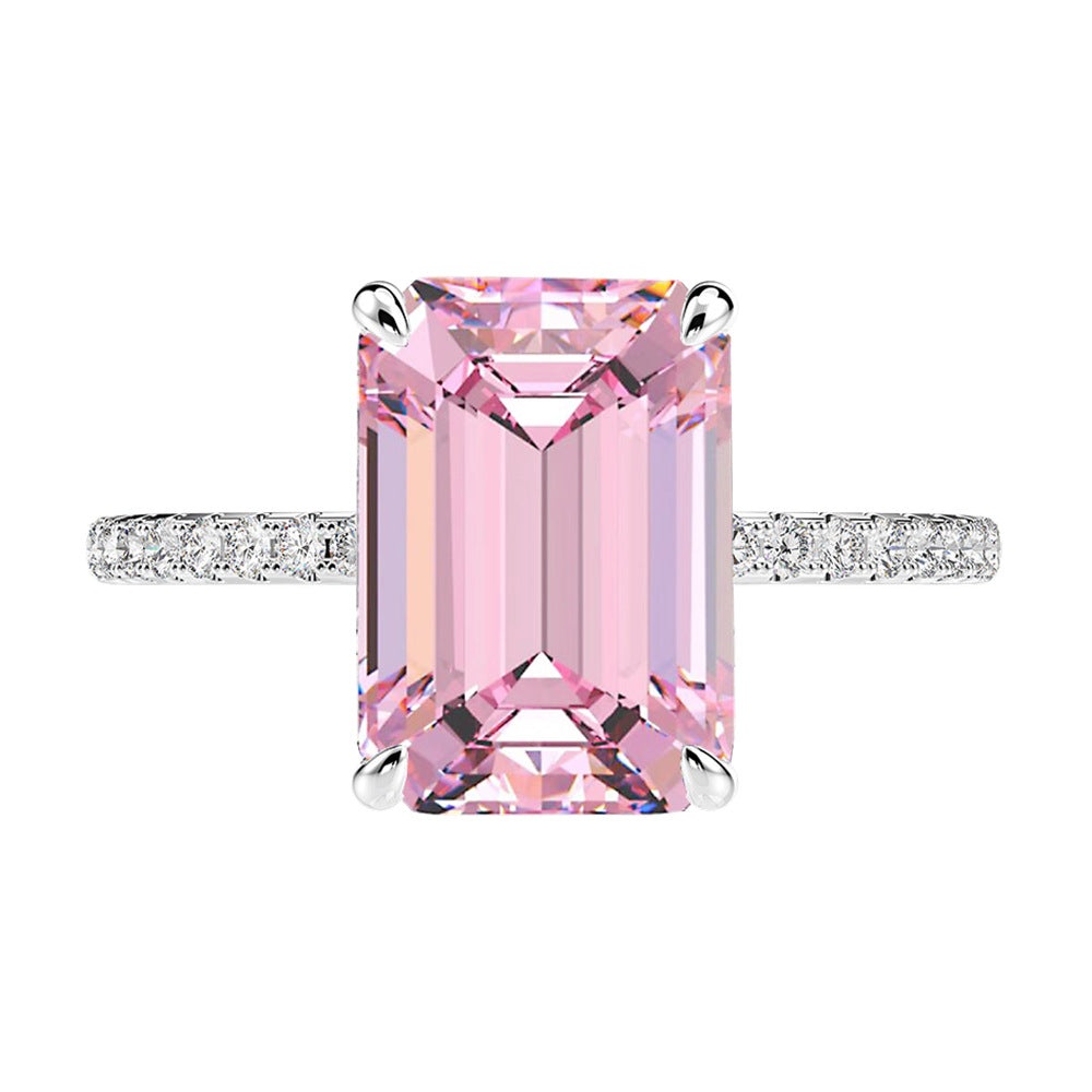 Rectangular High Carbon Diamond Light Luxury Ring