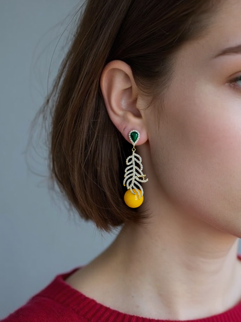 Plume d'Or Golden branch earrings