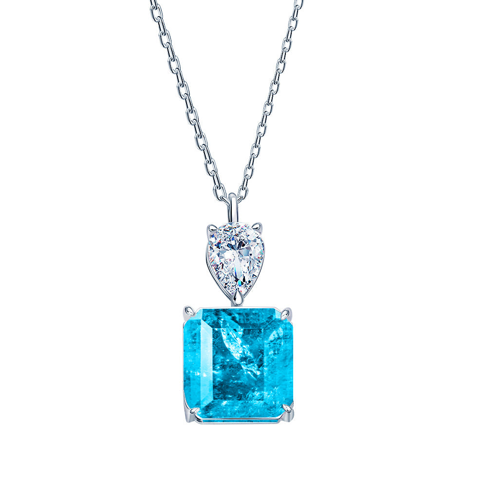 Square Pure Silver Pendant  Necklace