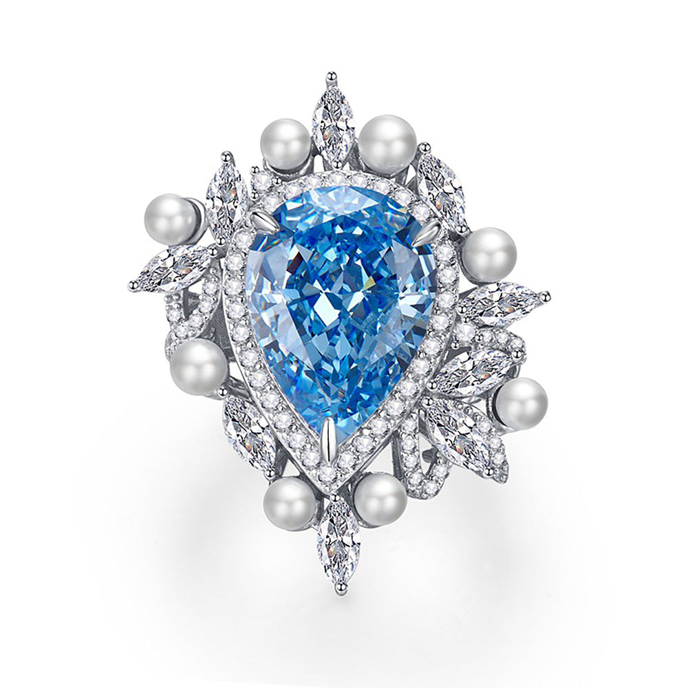 Heart of the Ocean – Deep Blue Aquamarine Statement Ring