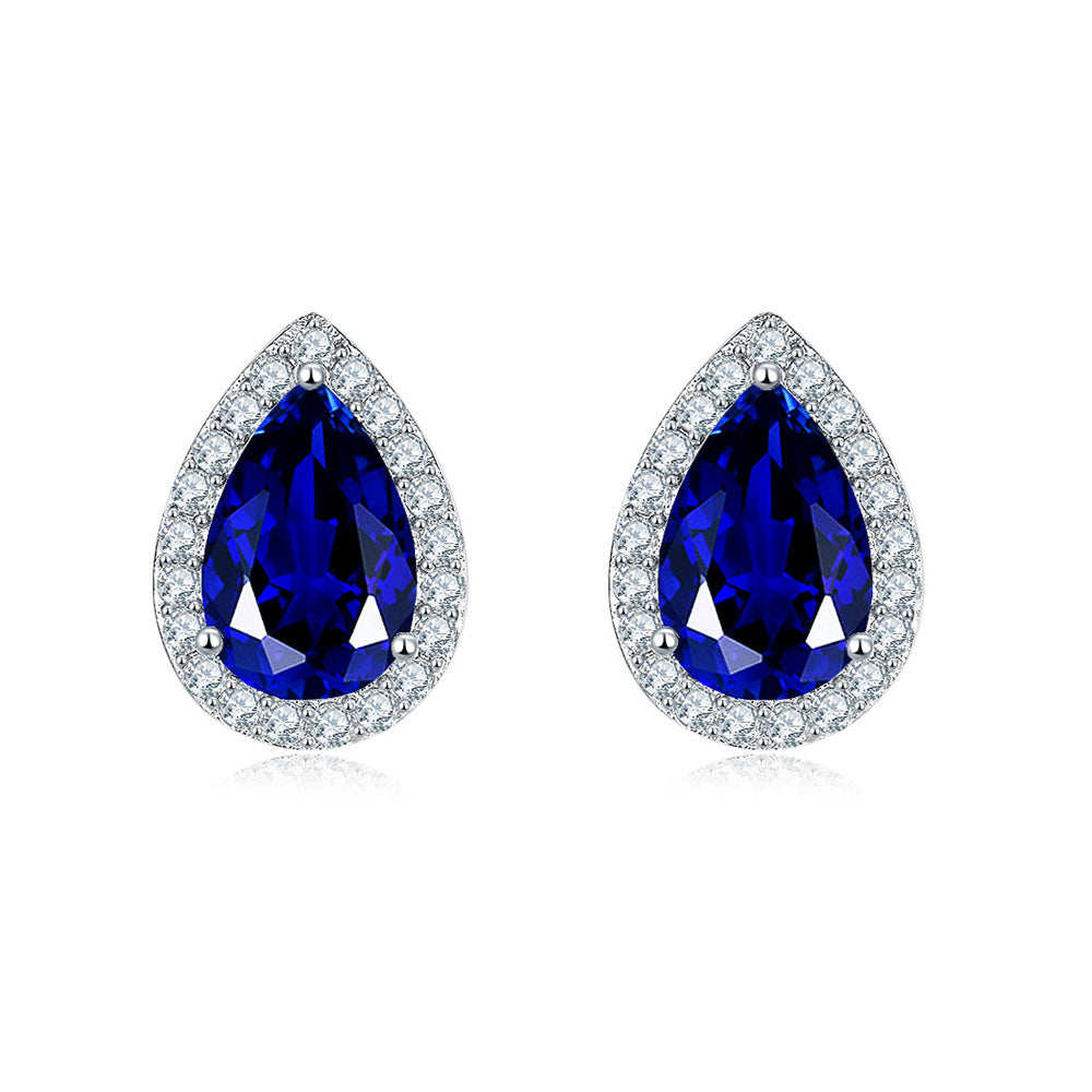 Aquamarine Drop Stud Earrings – 7x9mm Water Drop Cut