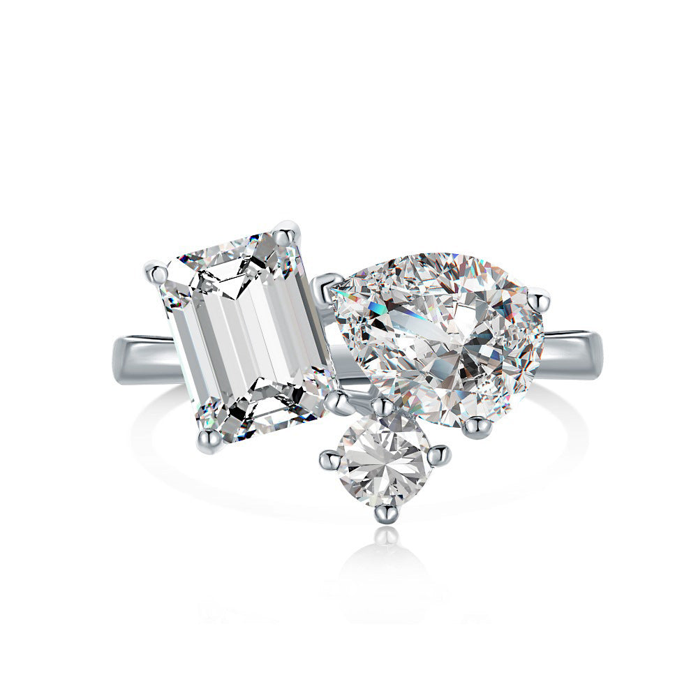 Block Irregular intricate Sparkle Silver Ring