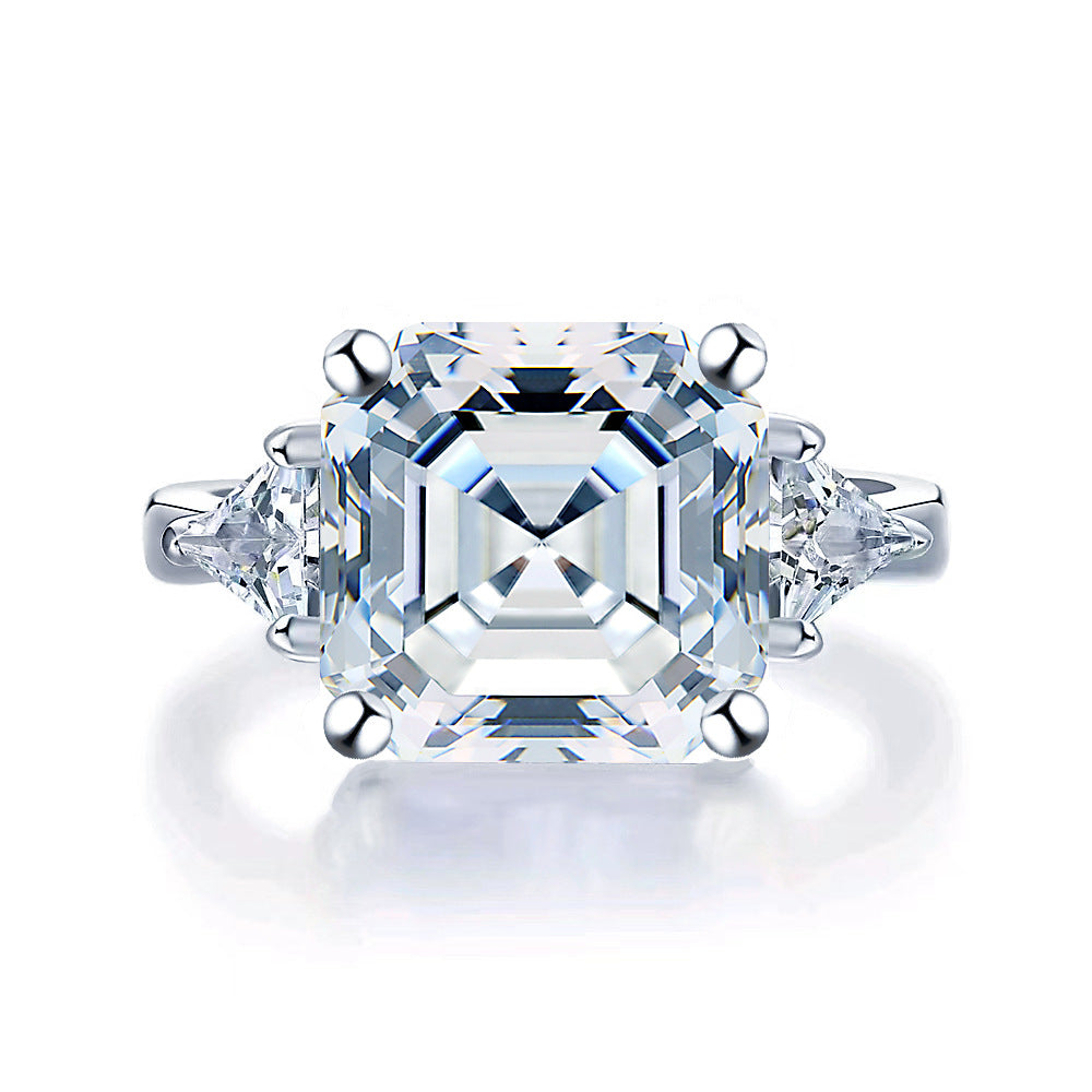 Pagoda Reflections – Square-Cut Moissanite Ring Inspired by Eastern Elegance